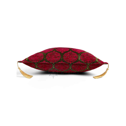 Evalier Rose pillow cover – side profile view, Imperial Elegance chenille decorative cushion cover showing thickness, structured silhouette, and refined shape (45 × 45 cm / 18 × 18 in)