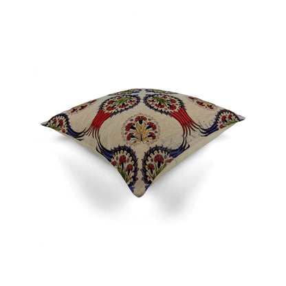 Evalier Ruby Pavilion pillow cover – top angled view, decorative pillow emphasizing vibrant color depth and dimensional form (45 × 45 cm / 18 × 18 in)