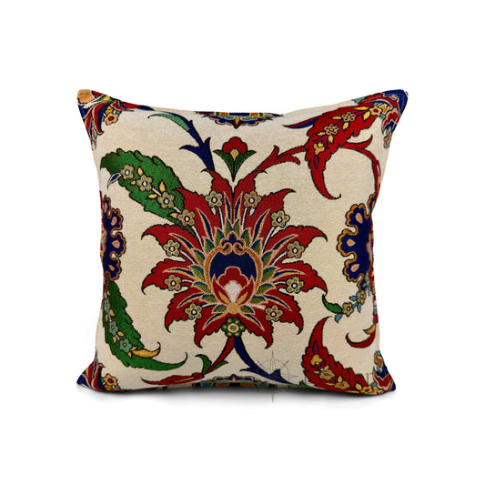 Evalier Palace Garden pillow cover – front view, luxury gobelin floral cushion cover featuring classic botanical pattern and refined color harmony (45 × 45 cm / 18 × 18 in)