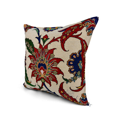 Evalier Palace Garden pillow cover – angled front view, premium woven decorative pillow highlighting balanced floral composition and elegant detailing (45 × 45 cm / 18 × 18 in)
