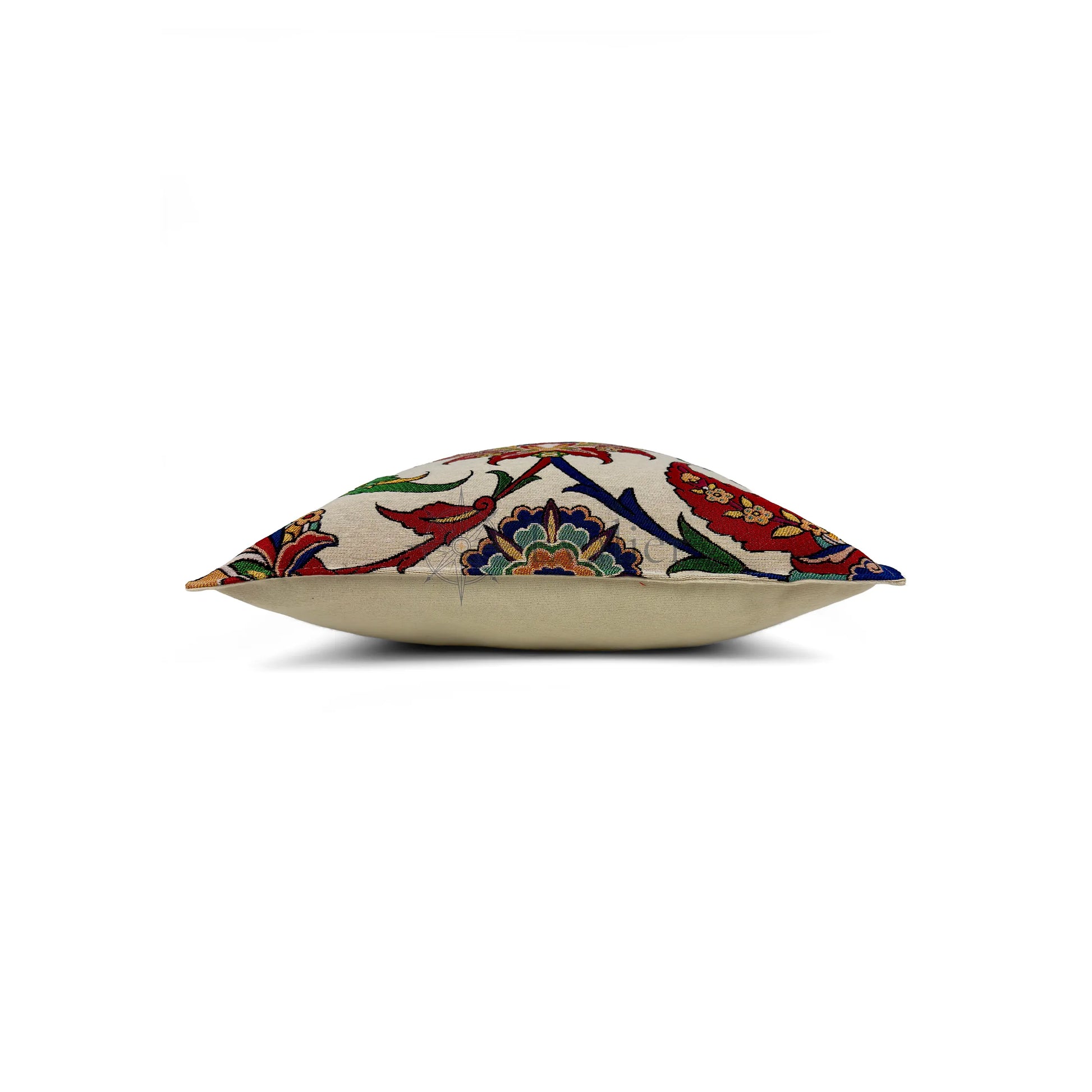 Evalier Palace Garden pillow cover – side profile view, structured decorative cushion showing firm shape and refined finish (45 × 45 cm / 18 × 18 in)