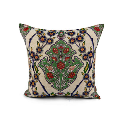 Evalier Emerald Garden pillow cover – front view, luxury gobelin floral cushion cover featuring rich green tones and botanical motif (45 × 45 cm / 18 × 18 in)