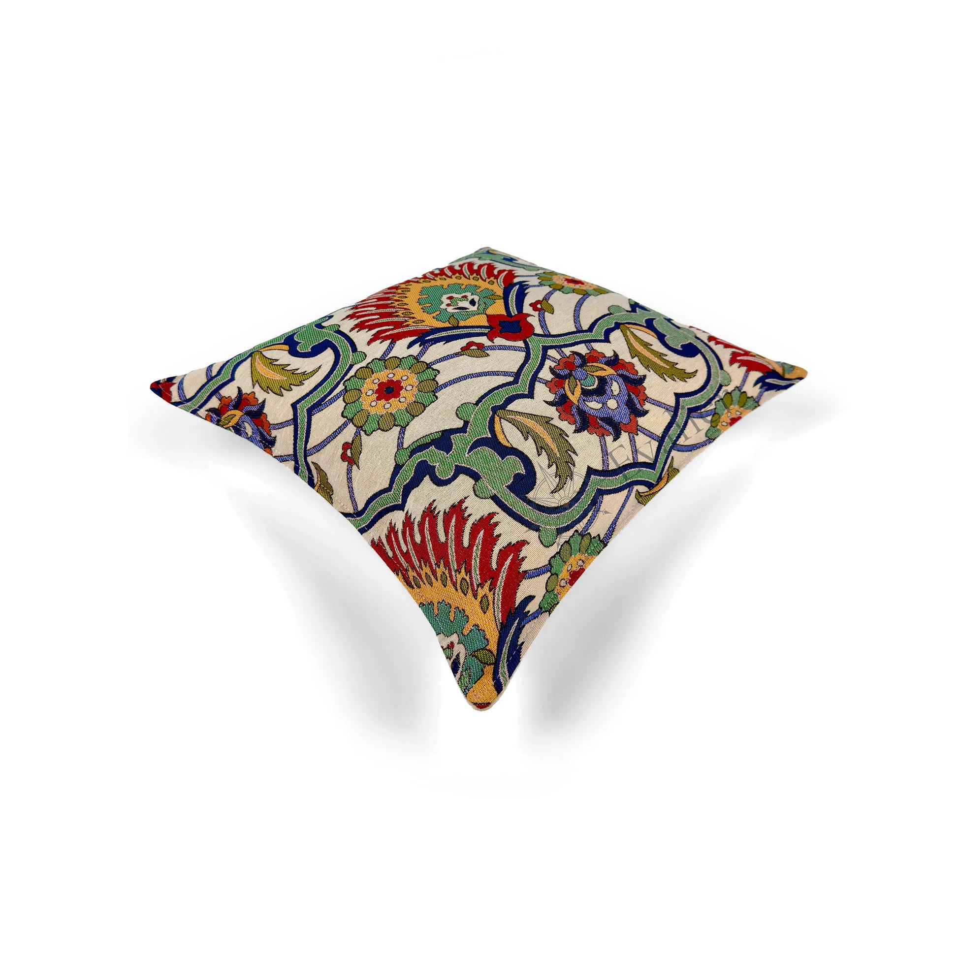 Evalier Verdant Crest pillow cover – top angled view, decorative pillow emphasizing bold design and dimensional form (45 × 45 cm / 18 × 18 in)