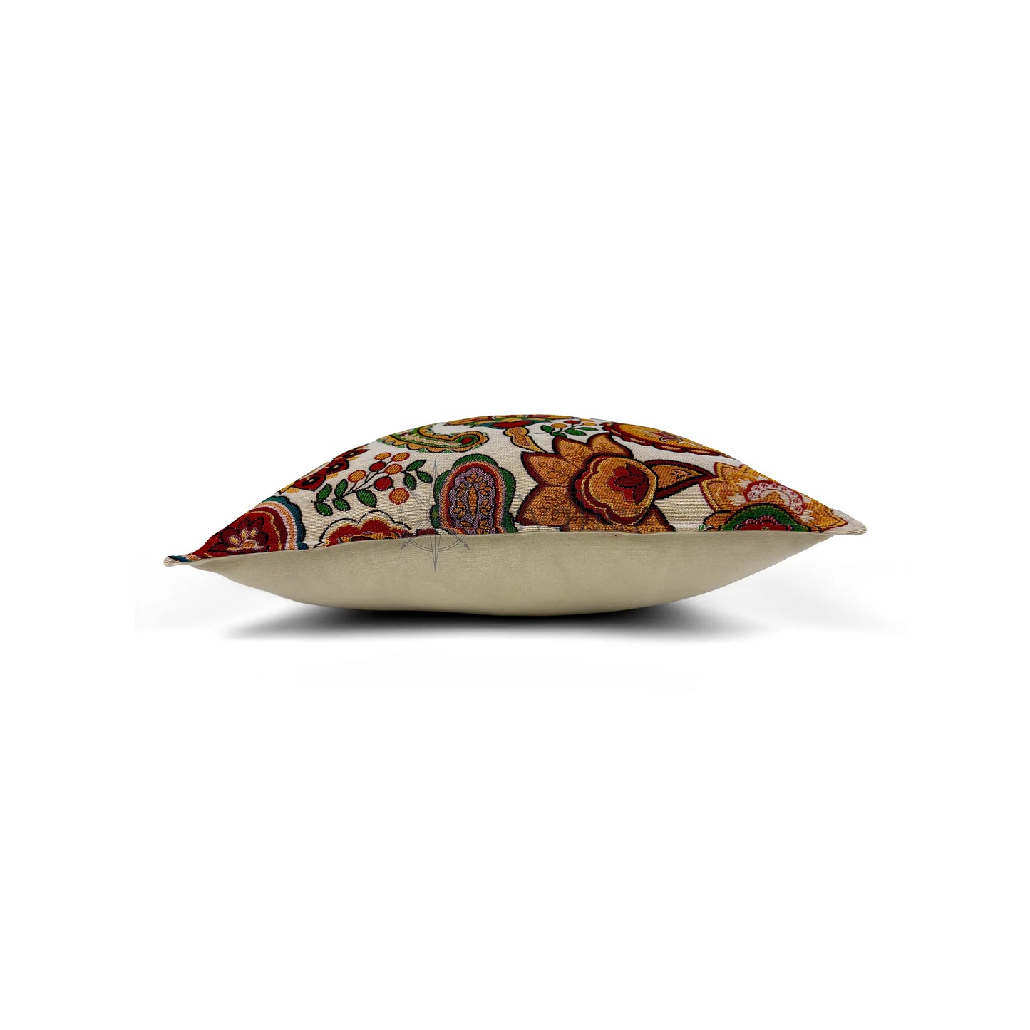 Evalier Amber Garden pillow cover – side profile view, structured cushion with balanced form and premium finish (45 × 45 cm / 18 × 18 in)