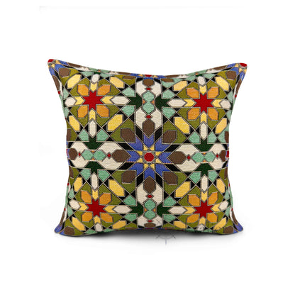 Evalier Courtyard Mosaic pillow cover – front view, luxury gobelin tapestry cushion cover featuring intricate geometric mosaic pattern for modern-classic home decor (45 × 45 cm / 18 × 18 in)