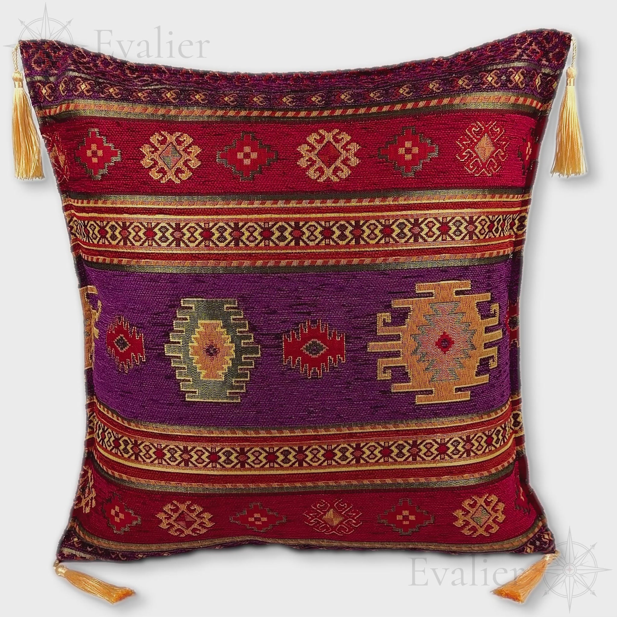 Evailer Amethyst pillow cover – product showcase video, Heritage Kilim collection decorative cushion