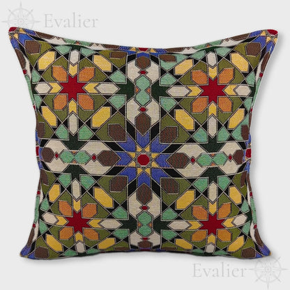 Evailer Courtyard Mosaic pillow cover – product showcase video, Artisan Heirloom gobelin tapestry decorative cushion