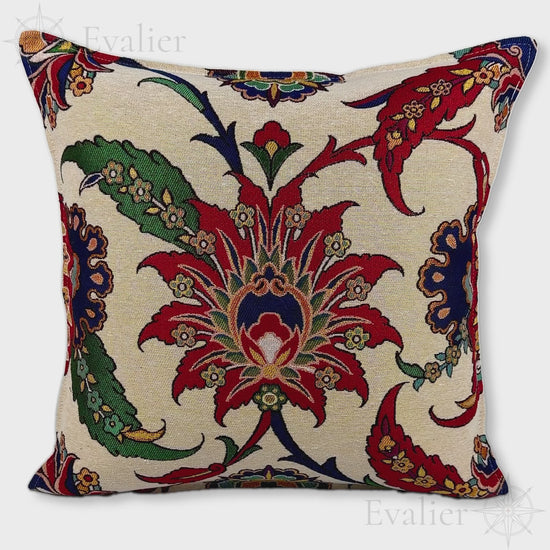 Evailer Palace Garden pillow cover – product showcase video, Artisan Heirloom gobelin tapestry decorative cushion