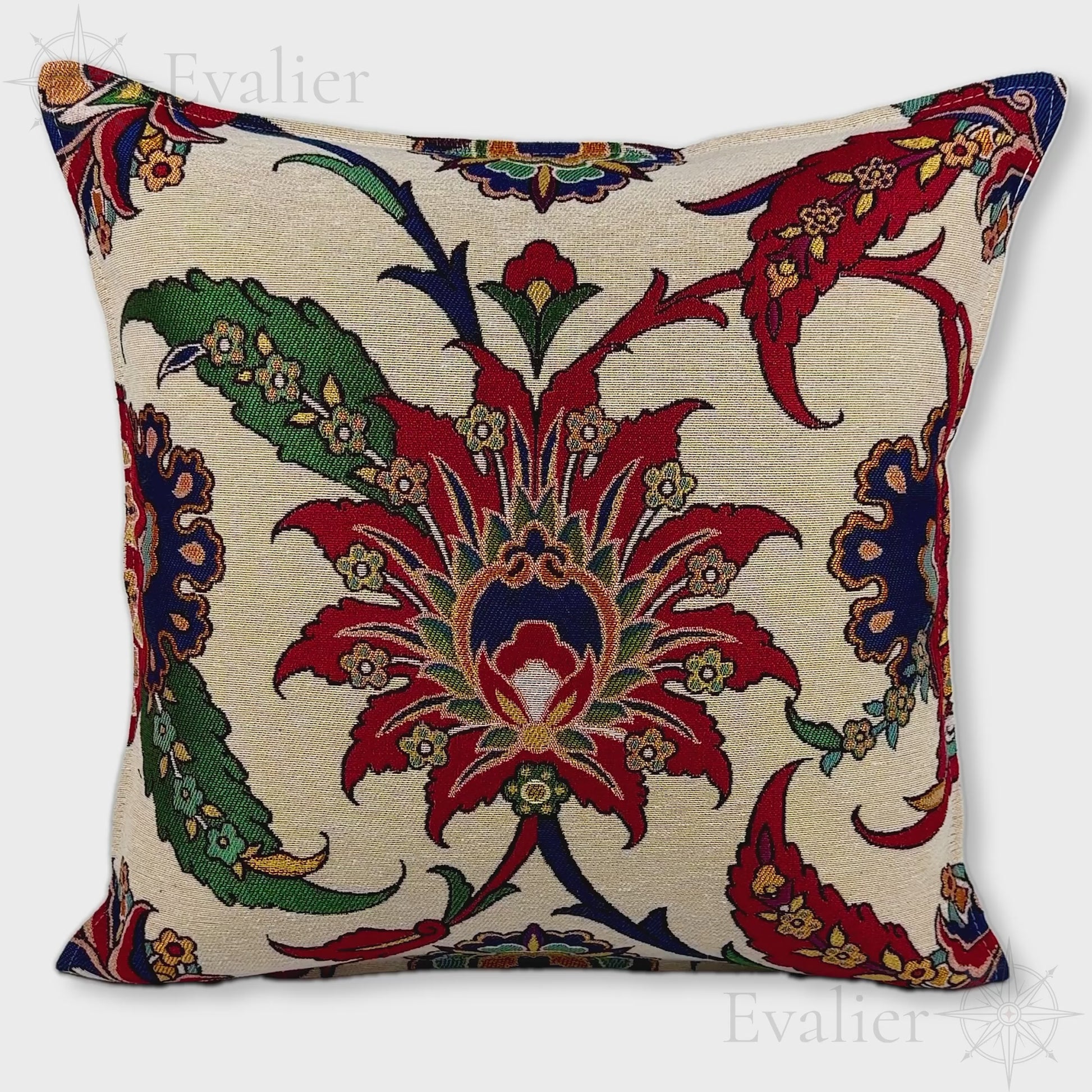 Evailer Palace Garden pillow cover – product showcase video, Artisan Heirloom gobelin tapestry decorative cushion