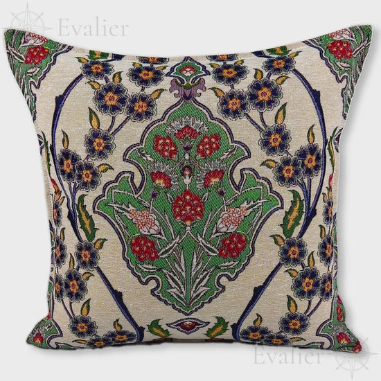 Evailer Emerald Garden pillow cover – product showcase video, Artisan Heirloom gobelin tapestry decorative cushion