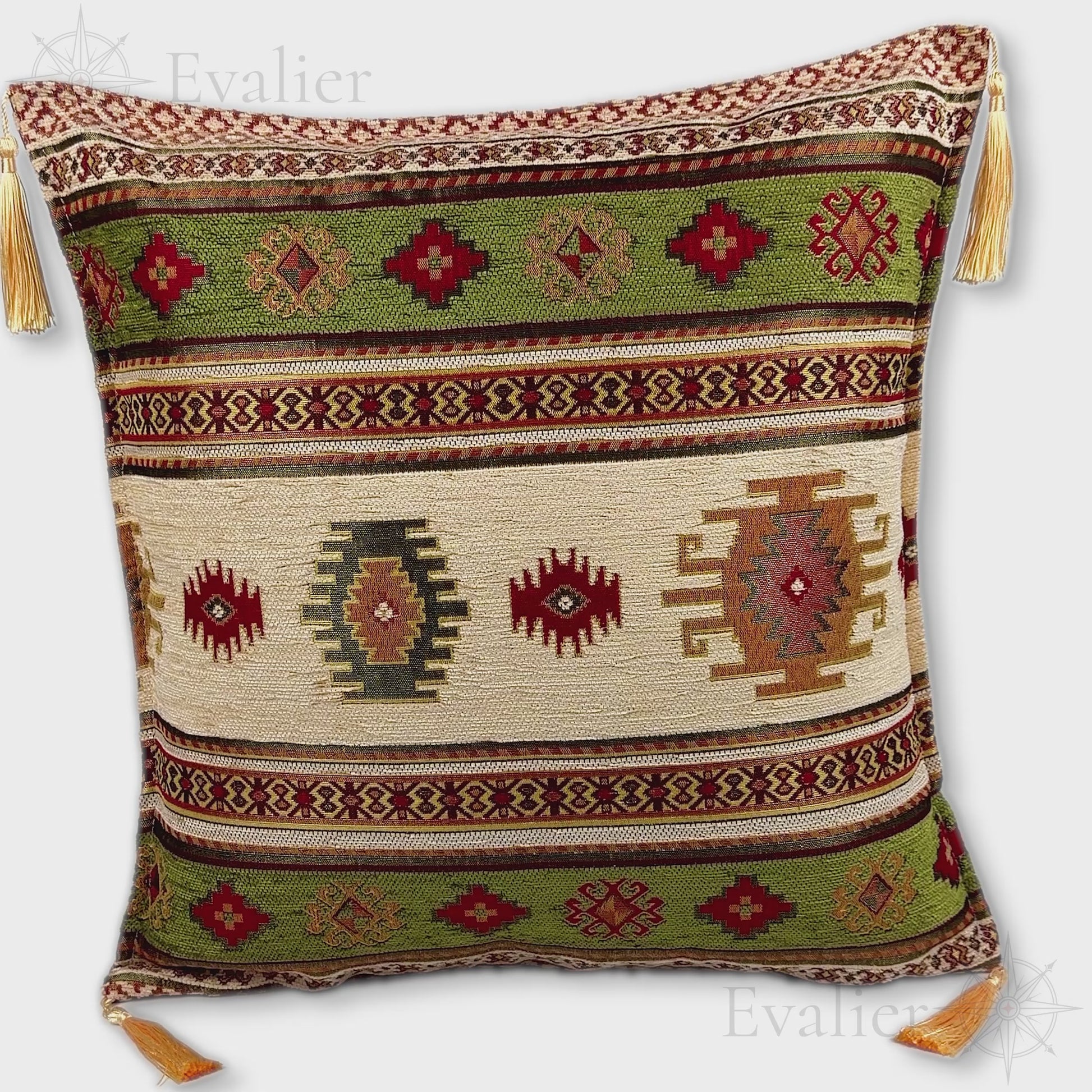 Evailer Sage pillow cover – product showcase video, Heritage Kilim collection decorative cushion