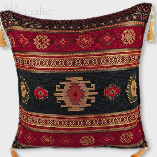Evailer Midnight Black pillow cover – product showcase video, Heritage Kilim collection decorative cushion
