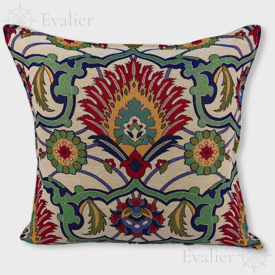 Evailer Verdant Crest pillow cover – product showcase video, Artisan Heirloom gobelin tapestry decorative cushion