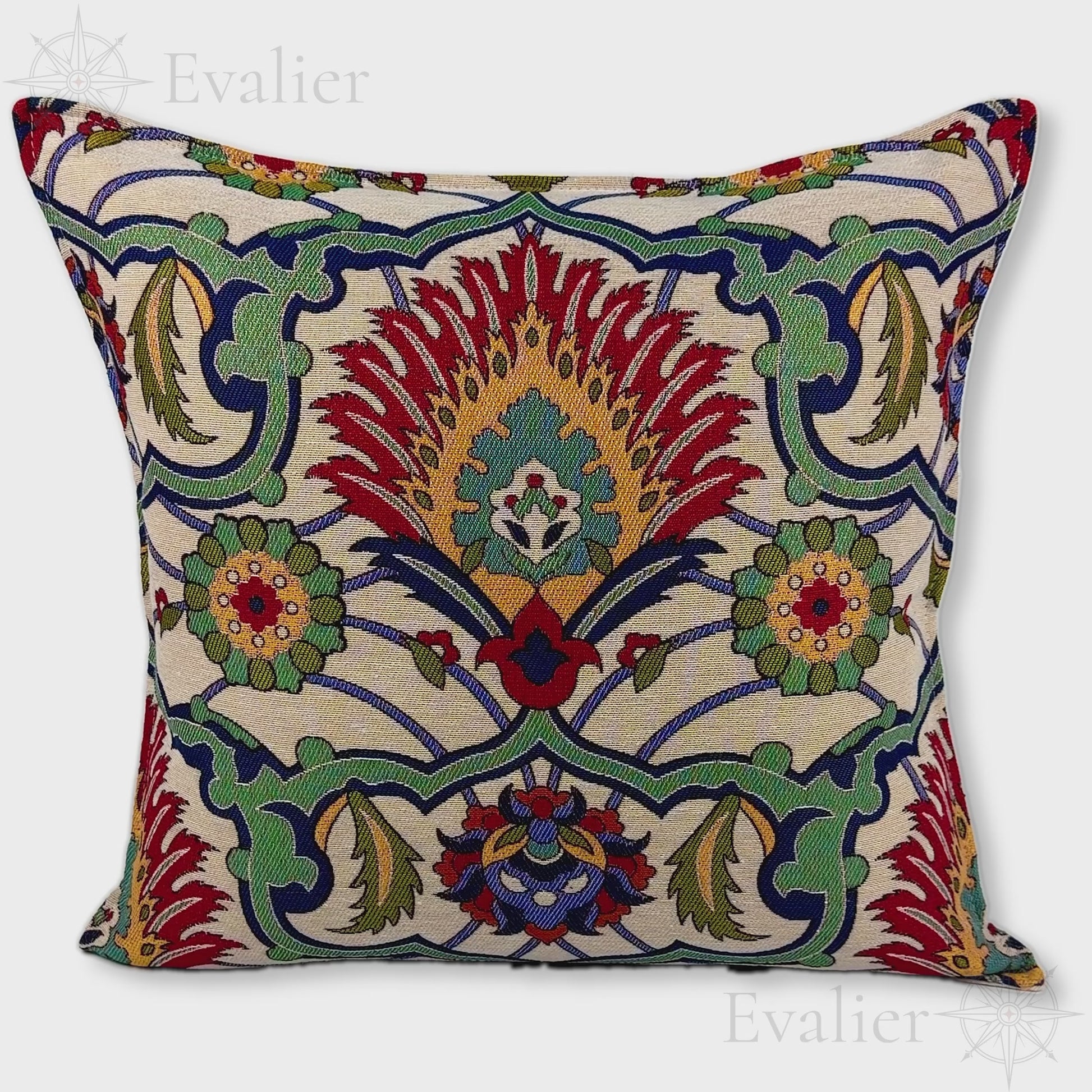 Evailer Verdant Crest pillow cover – product showcase video, Artisan Heirloom gobelin tapestry decorative cushion