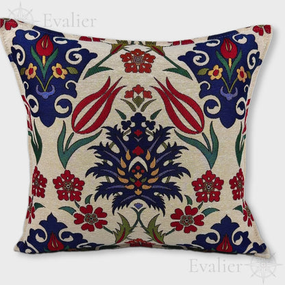 Evailer Sapphire Tulip pillow cover – product showcase video, Artisan Heirloom gobelin tapestry decorative cushion