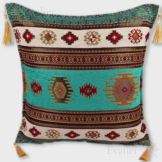 Evailer Turquoise pillow cover – product showcase video, Heritage Kilim collection decorative cushion
