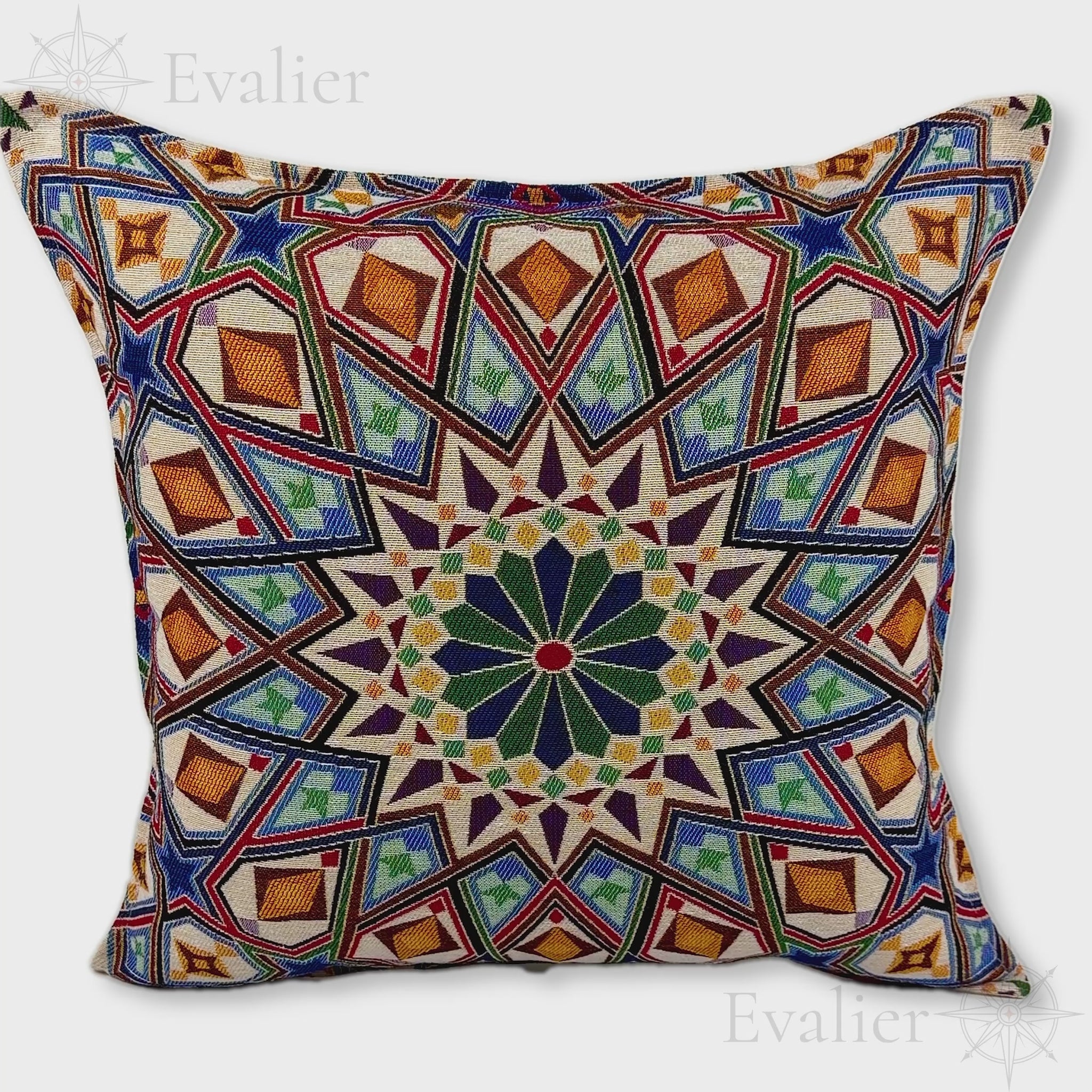 Evailer Celestial Mosaic pillow cover – product showcase video, Artisan Heirloom gobelin tapestry decorative cushion